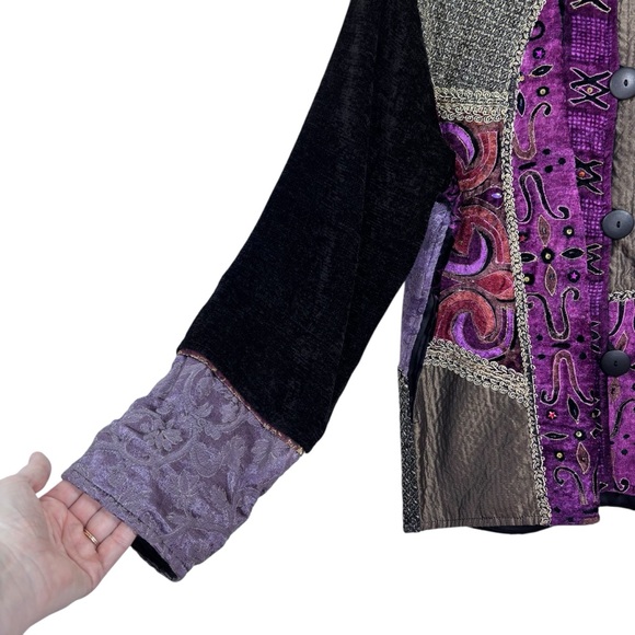 Flashback Vintage Beaded Chenille Patchwork Jacket Y2K - Picture 4 of 11